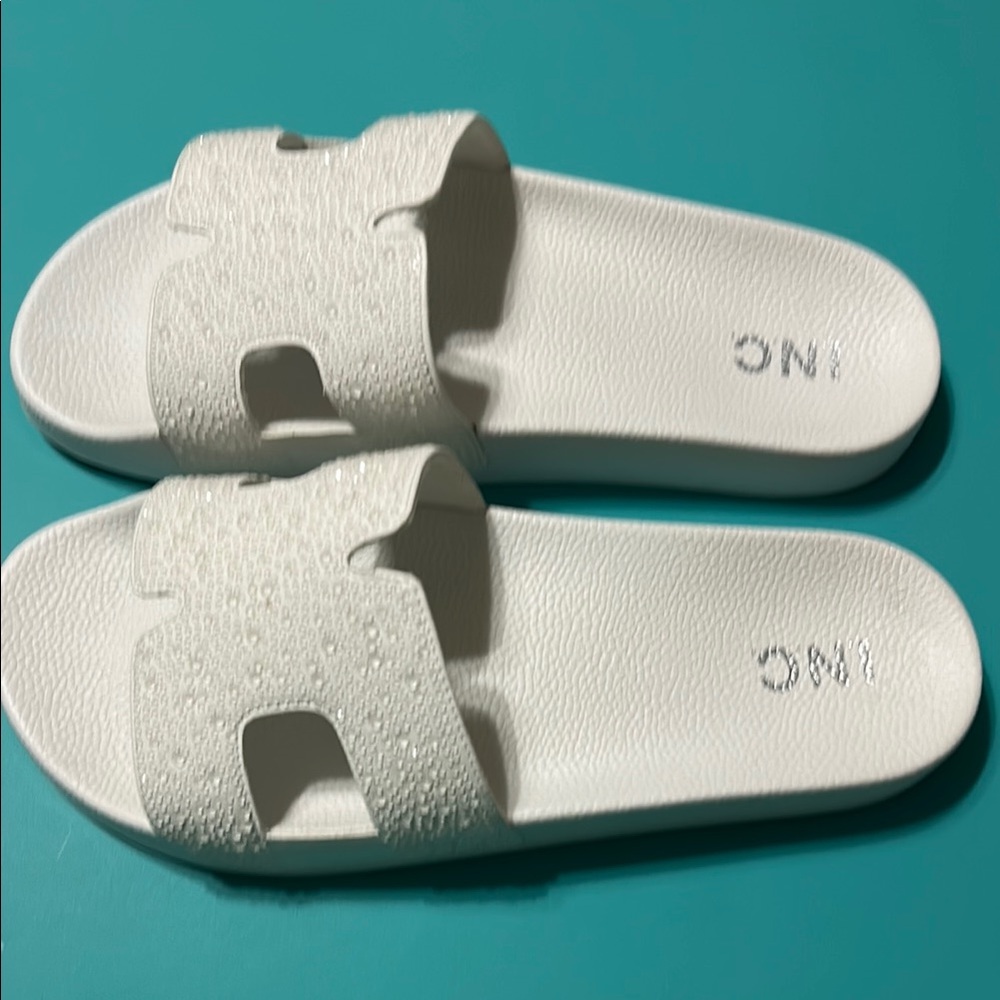 White Slide Sandals - Picture 2 of 7